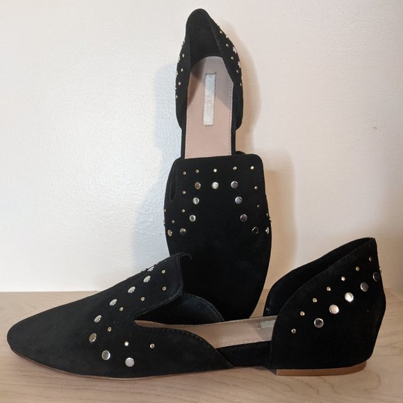 H&M Studio Black Suede Slip On Studded Flats